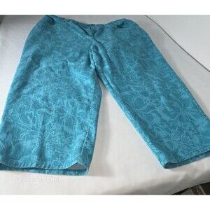 Womens Pants Capri Stretch Floral Tropical Ruby Rd Plus Size 20W Teal